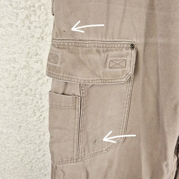 Duluth Trading Co Cargo Pants Mens 42x34 Khaki Relaxed Fit Work Utility Pockets - Picture 3 of 14